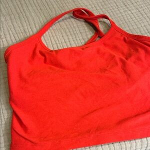 Women's Red beyond yoga crop Top with built in bra L